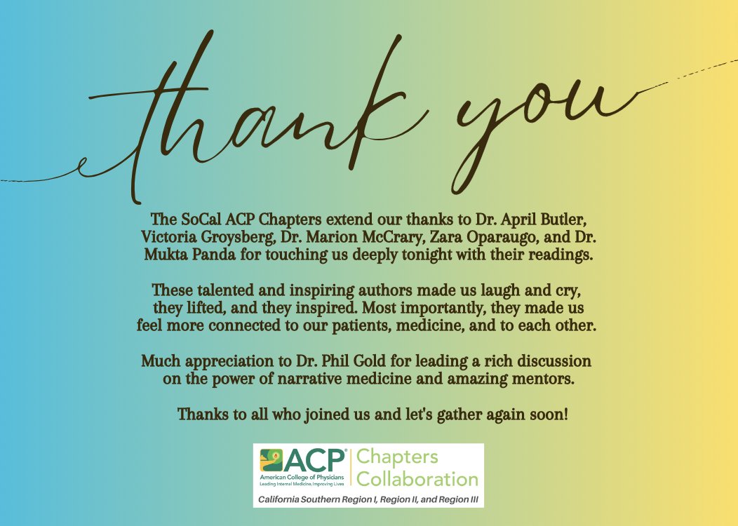 ACP California Southern III Region (@acp_socal) on Twitter photo <a href="/marionmccrarymd/">Marion McCrary MD FACP FAMWA NBC-HWC</a> <a href="/NCACPchapter/">NCACP</a> <a href="/ResetMDPodcast/">ResetMDPodcast</a> <a href="/FarihaShafi/">fariha shafi</a> What an inspiring session tonight from some very talented authors! Looking for our next featured guests: 2023 SoCal Chapters Narrative Medicine Competition. Deadline: 9/7/23. #narrativemedicine #IMproud <a href="/marionmccrarymd/">Marion McCrary MD FACP FAMWA NBC-HWC</a> <a href="/NCACPchapter/">NCACP</a> <a href="/ResetMDPodcast/">ResetMDPodcast</a> <a href="/FarihaShafi/">fariha shafi</a> What an inspiring session tonight from some very talented authors! Looking for our next featured guests: 2023 SoCal Chapters Narrative Medicine Competition. Deadline: 9/7/23. #narrativemedicine #IMproud