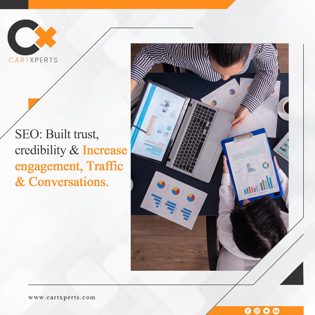 infocartxperts's tweet image. Experience the art and science of SEO in perfect harmony, as we fine-tune your online presence to resonate with search engines and captivate your target audience, all while driving unparalleled growth to your digital kingdom.
#cartxperts #seo #engagement #marketing