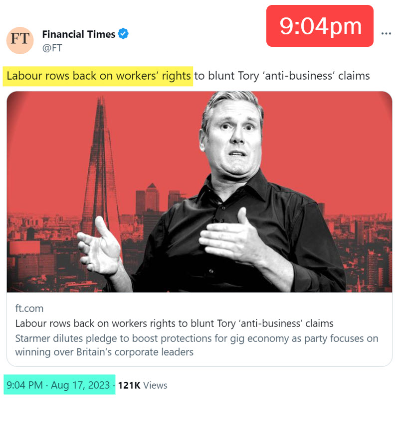 Incredible stuff from Labour*
Make a pledge at 7am. Renege on that pledge by 9pm. 14 hours, ffs!
What's the point of Labour? 🥀
*includes all Optional Identity Marks
#RedTories #OptionalIdentityMark