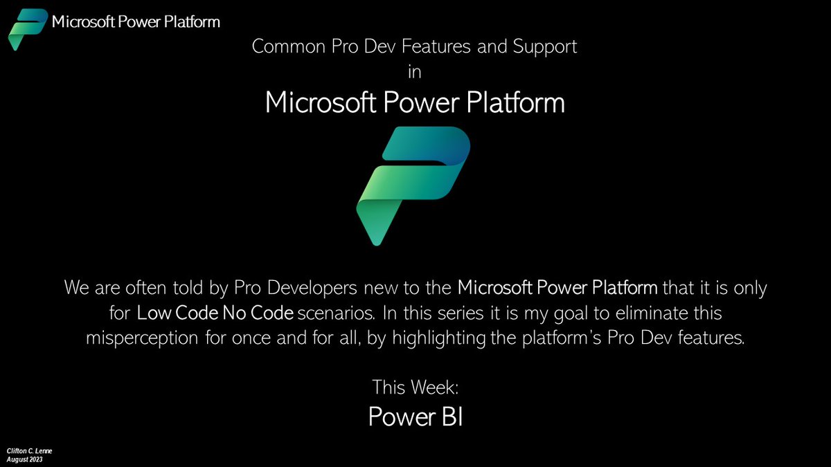 cclenne's tweet photo. We’re often told by Pro Developers new to the #Microsoft #PowerPlatform that it’s only for Low Code No Code scenarios. In this series it’s my goal to eliminate this misperception for once and for all, by highlighting the platform’s Pro Dev features. This week: #PowerBI. https://t.co/yeuGP1quQe
