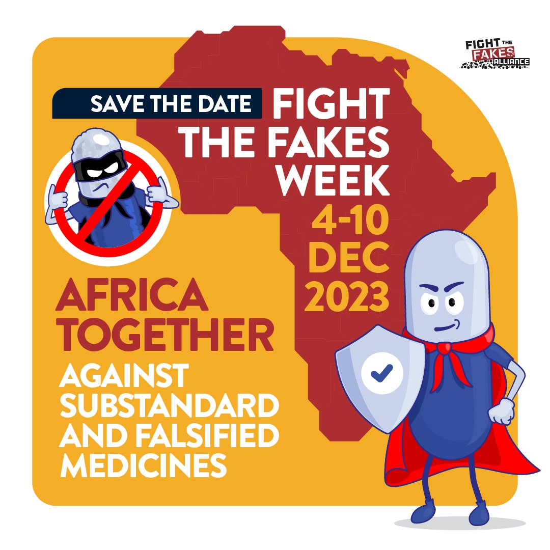 🗓️#SaveTheDate for #FightTheFakes Week! Join to raise awareness about substandard & #FakeMeds. This year we focus on #Africa 🌍where they cause nearly 5⃣0⃣0⃣,0⃣0⃣0⃣ deaths yearly! #StopFakeMedsAfrica Here's what you can do: fightthefakes.org/fight-the-fake… #FTFWeek