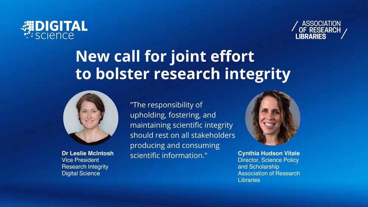 Digital Science (@digitalsci) on Twitter photo Story of the week: New call for joint effort to bolster research integrity.
Our thanks to <a href="/researchinfo/">Research Information</a> for sharing this news, based on a paper published in <a href="/FrontResMetrics/">Frontiers - Research Metrics and Analytics</a>. See the story here: ow.ly/sAPf50PAHc4
<a href="/mcintold/">Leslie McIntosh</a> #ResearchIntegrity #MindTheTrustGap Story of the week: New call for joint effort to bolster research integrity.
Our thanks to <a href="/researchinfo/">Research Information</a> for sharing this news, based on a paper published in <a href="/FrontResMetrics/">Frontiers - Research Metrics and Analytics</a>. See the story here: ow.ly/sAPf50PAHc4
<a href="/mcintold/">Leslie McIntosh</a> #ResearchIntegrity #MindTheTrustGap