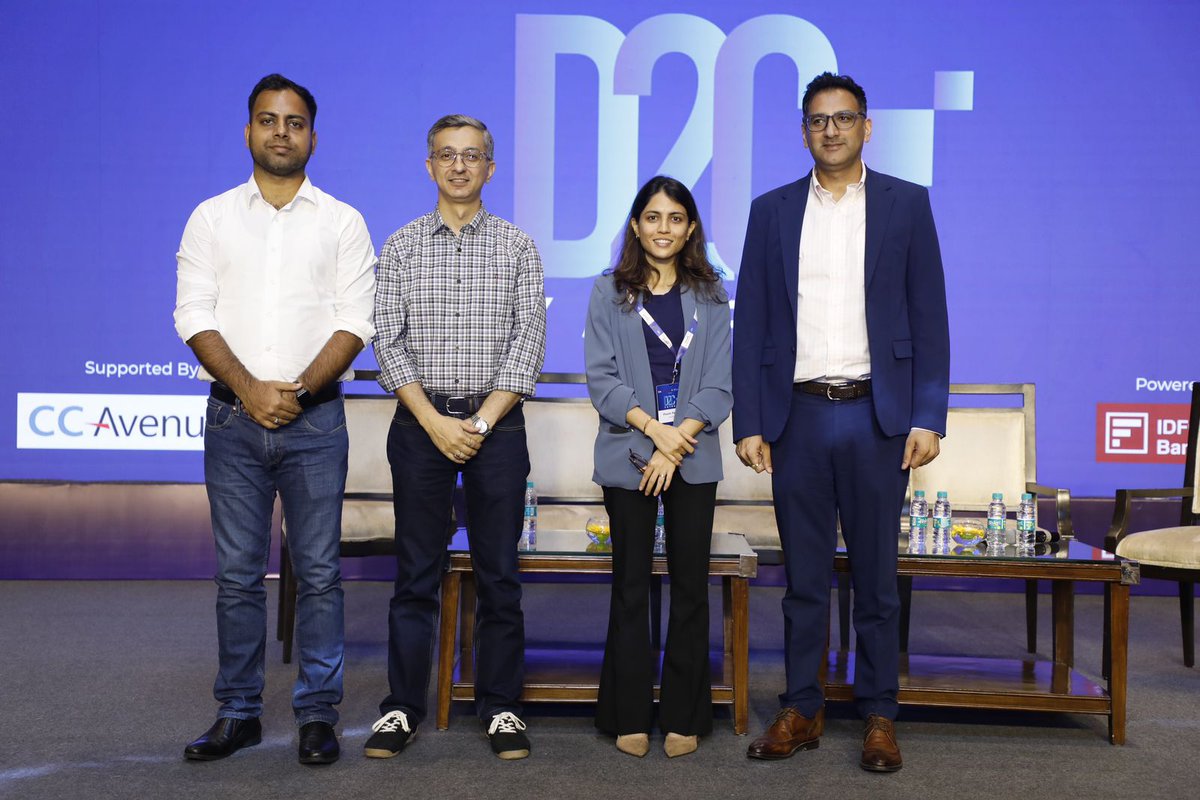 TitanCapitalVC's tweet photo. A glimpse of an electrifying panel discussion featuring Bipin Shah, partner at Titan Capital focused on the topic of spotting #D2C Unicorns. This enlightening discussion took place at #D2CYatra and included the following panelists:
1. @bipin_28, partner at @TitanCapitalVC
2. @prachipawaar from @peakxvpartners
3. @kapoortej from @IvyCapVentures
4. @dhruvkapoor from @AnicutF
5. Moderator: @VarshaaBansal from @entrackr
The insightful session dived into the sphere of identifying Direct-to-Consumer (D2C) Unicorns, offering valuable perspectives from industry experts.
Stay tuned for more informative conversations from industry leaders.
@BharatX_IN #d2cbrands #d2cindia #d2cstartups