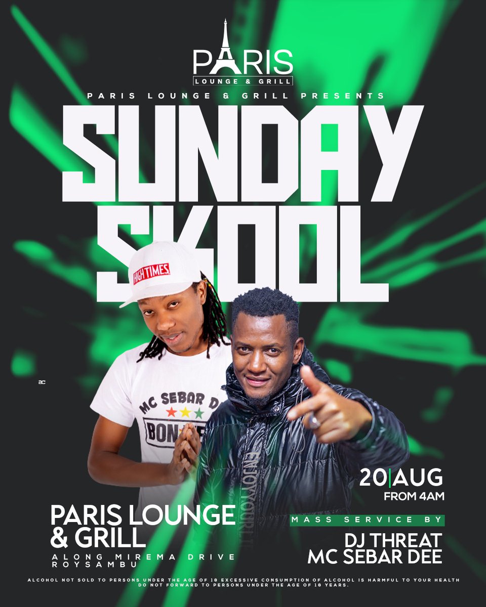 ••Kanairo WaahGwan••
Sunday Morning We Take
   A Flight ✈️
To PARIS LOUNGE From 4AM
Ft @DjThreat @McSebarDee
Located at Roysambu Mirema Drive ♨️
#Venye_Si_Hufanya✅
#Party_With_Bonyeza_Masta