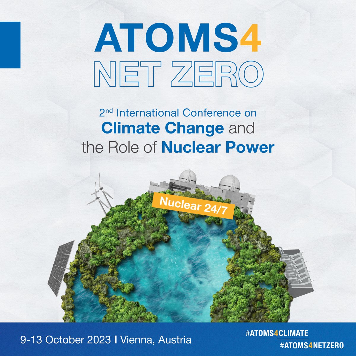 How can nuclear power help us fight #ClimateChange? That's what experts the international community will explore at our upcoming #Atoms4NetZero conference in October ahead of #CoP28.

🔗 Register: atoms.iaea.org/Atoms4NetZeroC… #Atoms4Climate