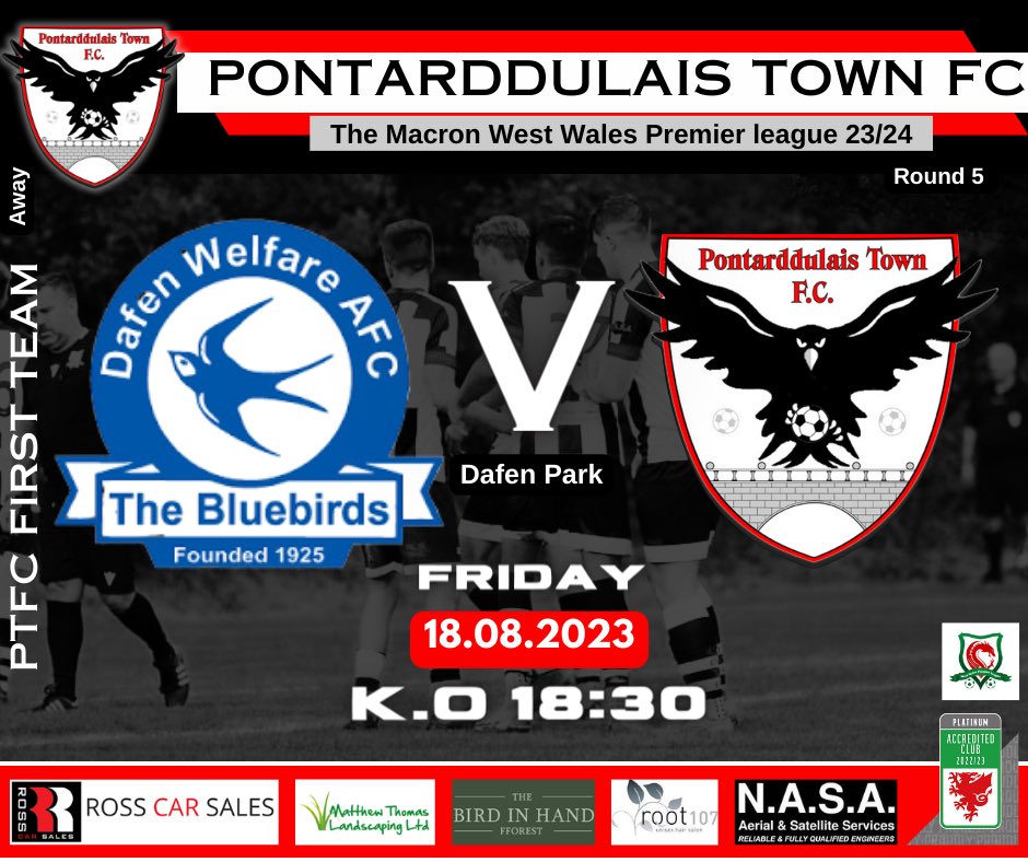 PontarddulaisFC's tweet photo. PTFC Match Day! 
We are away to @dafenafc . KO 18:30 #COTB #ptfc #pontarddulaistownfc https://t.co/WvaNDDcCUS