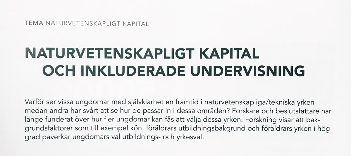 Ny artikel av @annatdanielsson vid @Stockholms_univ  och @teknikpedagog i LMNT-nytt.

Naturvetenskapligt kapital och inkluderande undervisning. 

Tryckt källa. 

#ScienceCapital #Teknik #Undervising #Didaktik