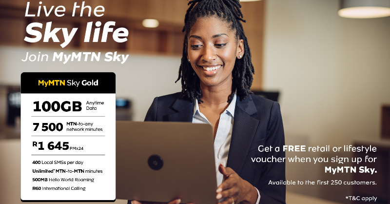 MTNza's tweet photo. Why not dive into luxury this Women’s Month with MyMTN Sky Gold? Sign up today to score a retail or lifestyle voucher and enjoy the month in style. T&amp;C apply