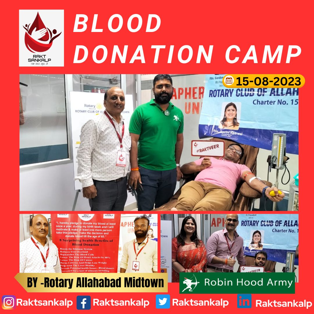 RaktSankalp's tweet photo. #IndependenceDay2023 🇮🇳 was celebrated in its true spirit by voluntary #blooddonation on 15th Aug'23, at #blooddonationcamp organised by @rotary_midtown with @RaktSankalp as #pledgepartner & support of @rha_india. Thank you all the organisers, donors & volunteers! #raktsankalp https://t.co/Y2DbKzEud8