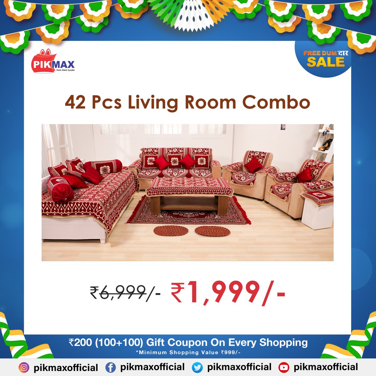 pikmaxofficial's tweet image. Sofa makeover made easy with our 42 Pieces Sofa &amp;amp; Diwan Cover Set ✨🛋
Get Flat ₹200 Gift Coupons on Every Shopping on Pikmax 💰

ORDER NOW: 👉pikmax.com/sofa-diwan-set…

#SofaCoverSet #SofaMakeover #SofaCover #LivingRoom #LivingRoomDecor #HomeMakeover #InteriorInspiration #Pikmax