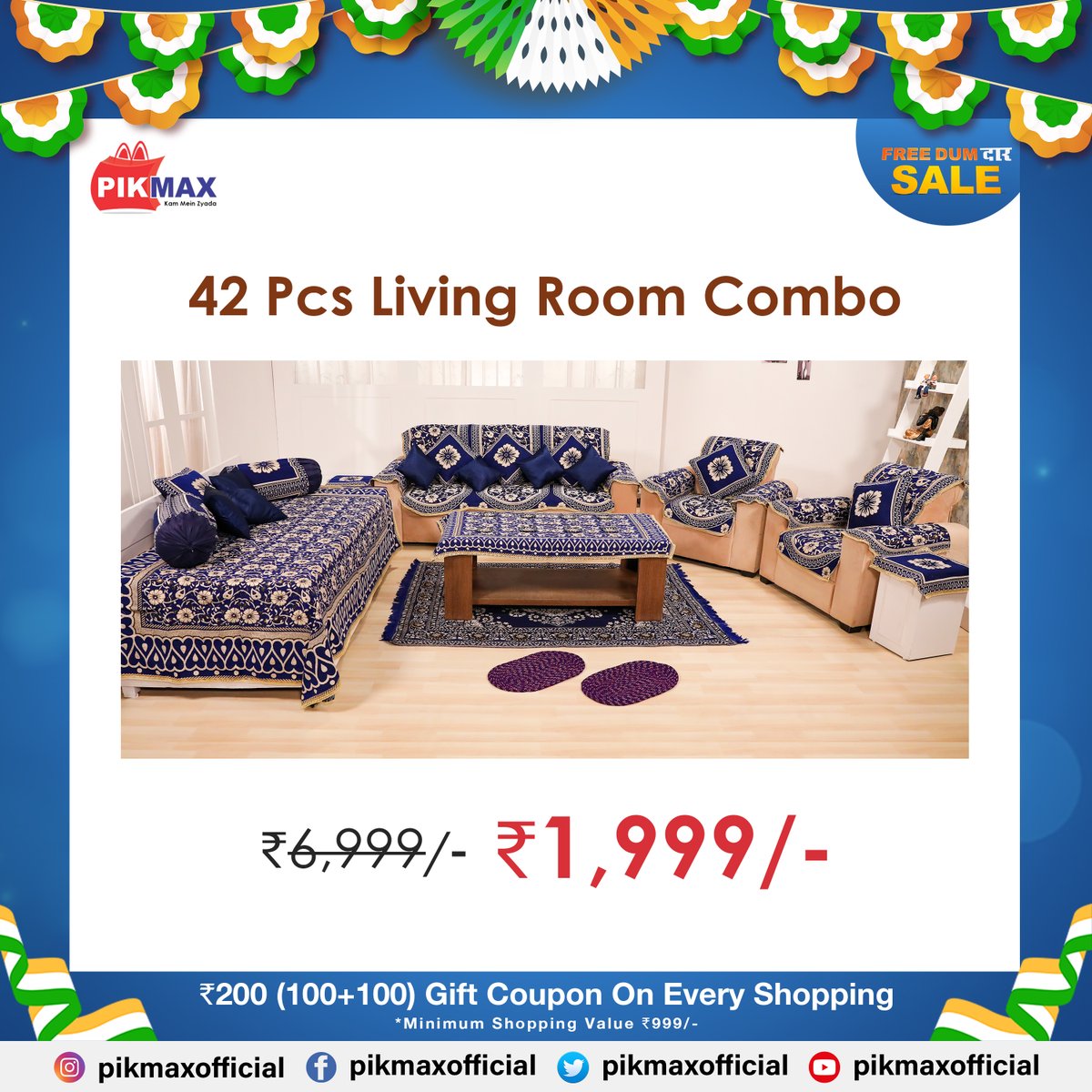 pikmaxofficial's tweet image. Sofa makeover made easy with our 42 Pieces Sofa &amp;amp; Diwan Cover Set ✨🛋
Get Flat ₹200 Gift Coupons on Every Shopping on Pikmax 💰

ORDER NOW: 👉pikmax.com/sofa-diwan-set…

#SofaCoverSet #SofaMakeover #SofaCover #LivingRoom #LivingRoomDecor #HomeMakeover #InteriorInspiration #Pikmax