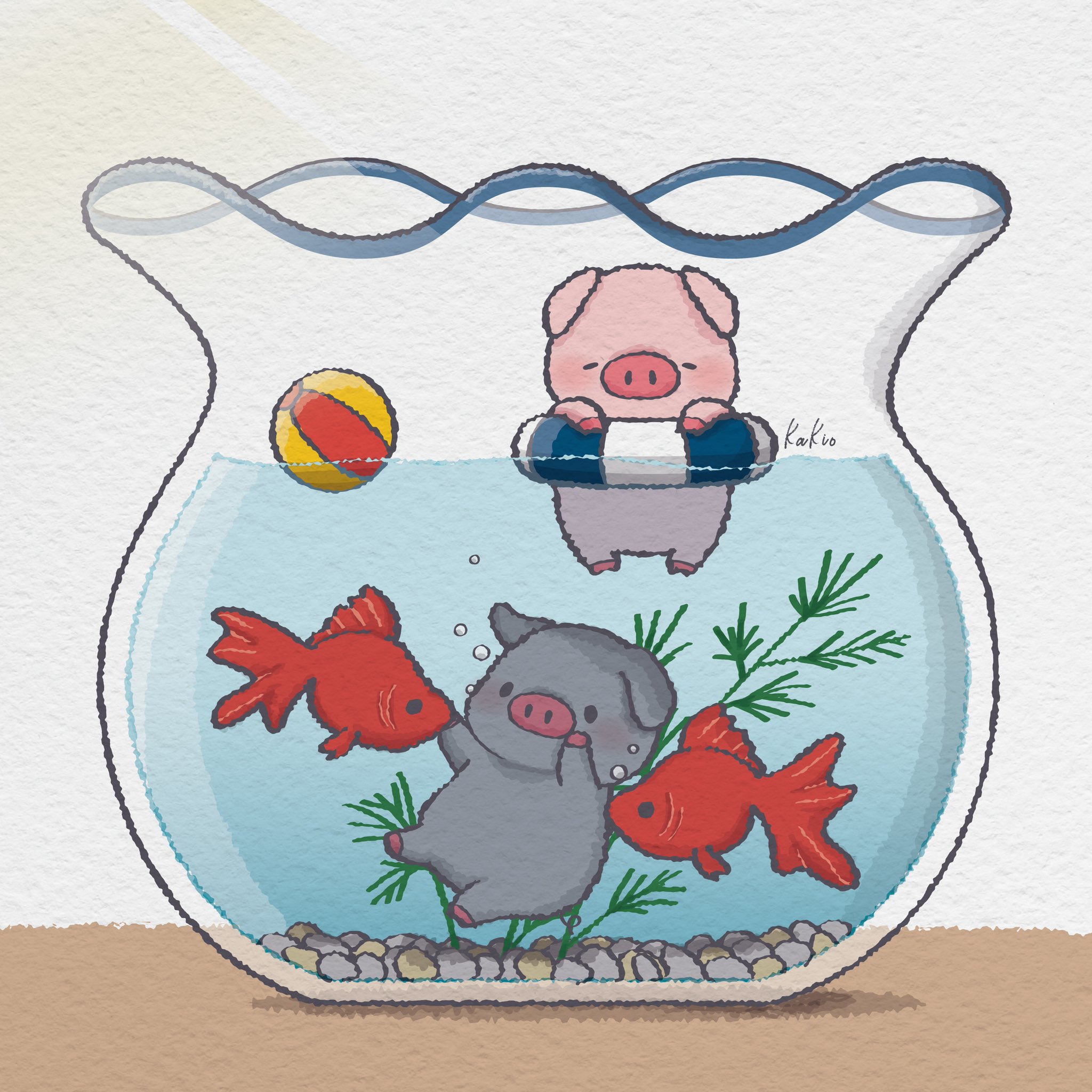 イラスト　アート　「FLATNOSE」No.8 マツダケン | 『煌花』F25 H803×W652mm 水彩紙、水彩、ペン 普段