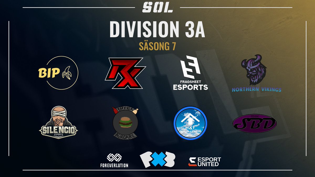 <a href="/FragsheetEsport/">Fragsheet Esports</a>
@OfficialTeamRx [Red]
@NVLoL_
Bananas in Pyjamas
<a href="/HimlenArTaket/">Himlen Är Taket</a>
Team SBD
Biffiga Burgare
<a href="/SILENCIO_esport/">SILENCIO ESPORTS</a>