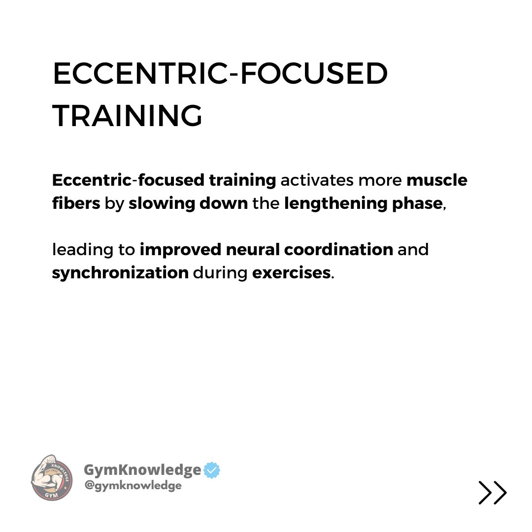 GymKnowledgeOne's tweet image. 🔍 Did you know that slowing down the lowering phase of your exercises can unlock serious muscle growth potential? 📈💯 Emphasizing the eccentric phase activates more muscle fibers, improving neural coordination and synchronization during your workouts.#eccentrictraining #muscle
