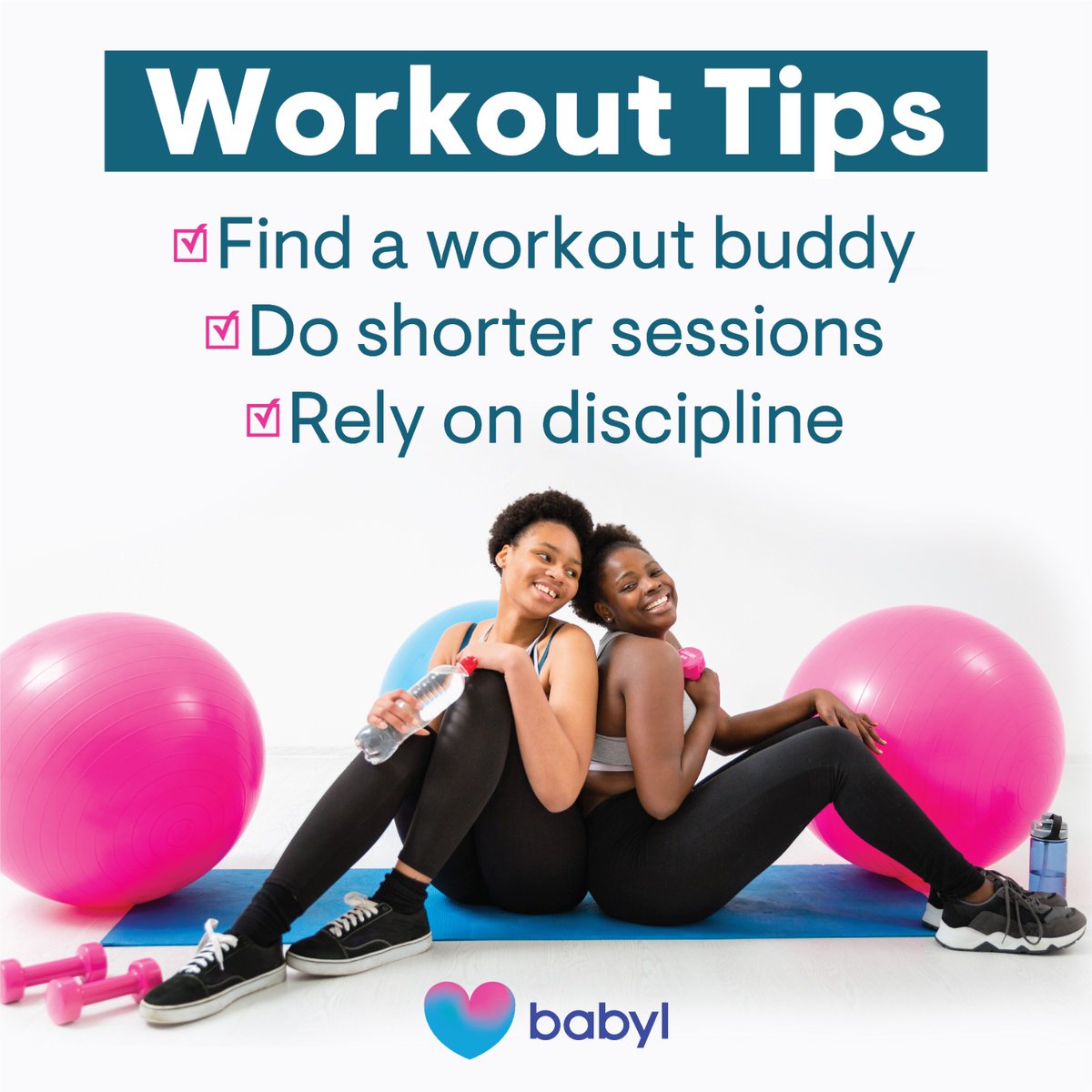 Do you feel like your workout fire is burning low and feel like you want to level up? Here are a few tips that can help you bring the spark back: 📣 Hype yourself up 🤸‍♀️🤸‍♀️Get a workout buddy 🎶 Get the right playlist 🗒️Keep things simple #Babylcares