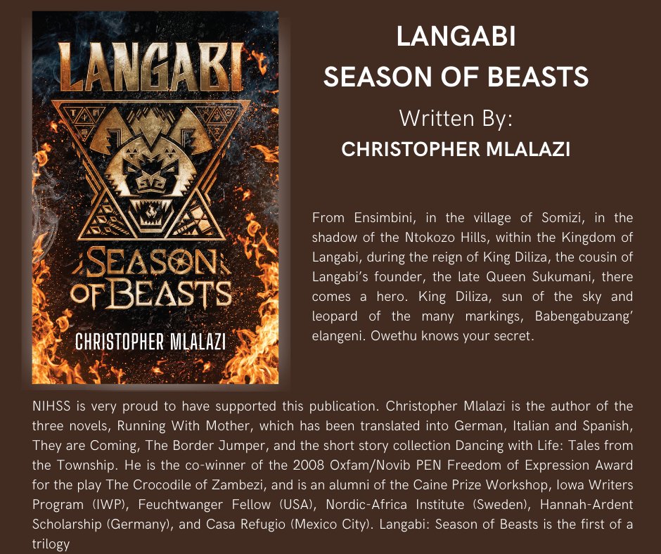 [Thread] Join us this Friday, as we showcase this gripping tale, the first in a trilogy about an African epic fantasy. An NIHSS-supported publication ‘Langabi Season of Beasts’ written by Christopher Mlalazi.