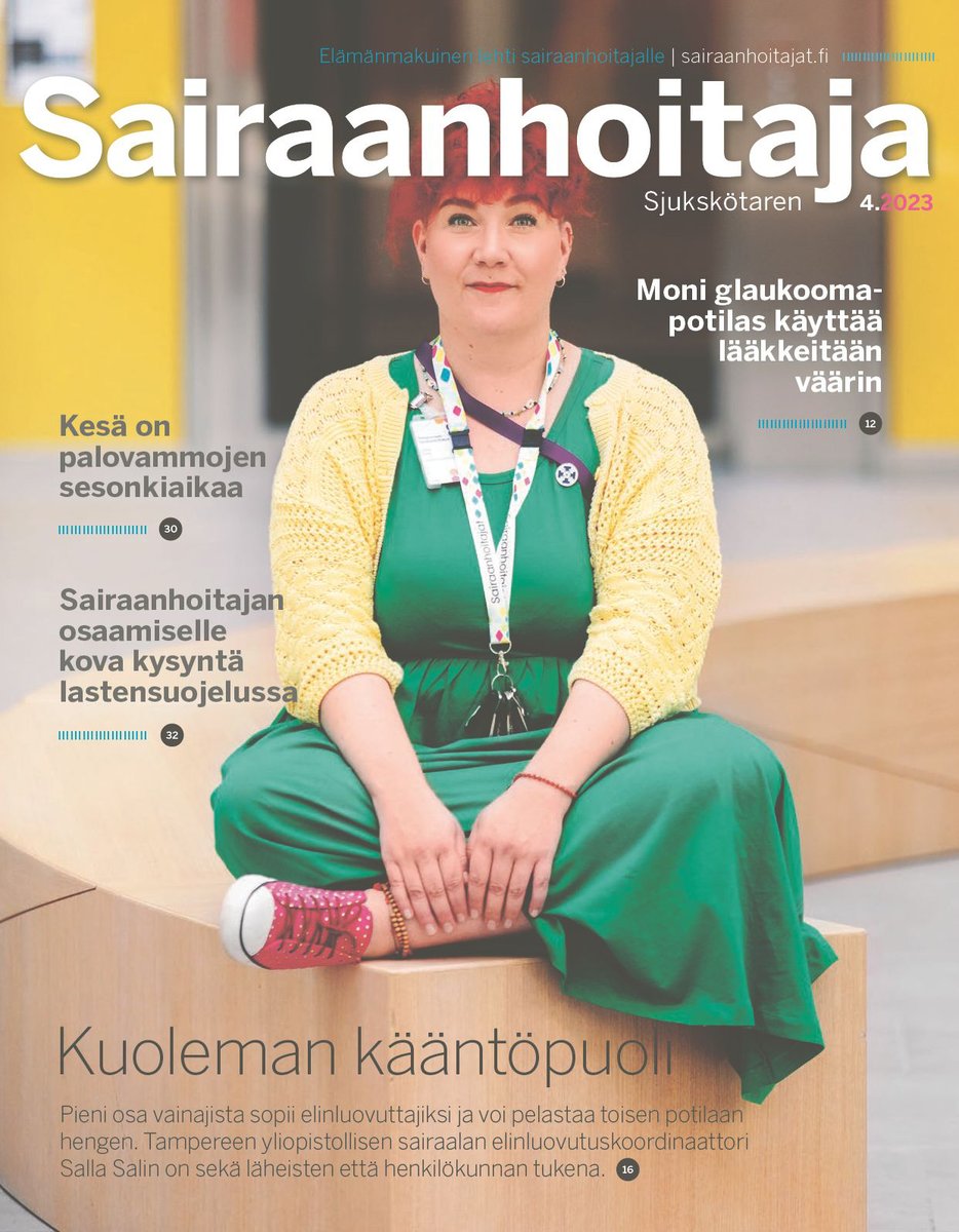 Sairaanhoitaja-lehti 4/2023 on ilmestynyt printtinä! Aiheina mm. elinluovutus <a href="/Tays_sairaala/">Tays</a>, lastensuojelu #Sospro, luunmurtumien hoito ja ehkäisy <a href="/kymenhva/">Kymenlaakson hyvinvointialue</a>, ikääntyneiden ravitsemus ja nestetasapaino @HotusFI.

📲 Lehti myös diginä: shlehti.sairaanhoitajat.fi/#/home/archive

📷 Annina Mannila