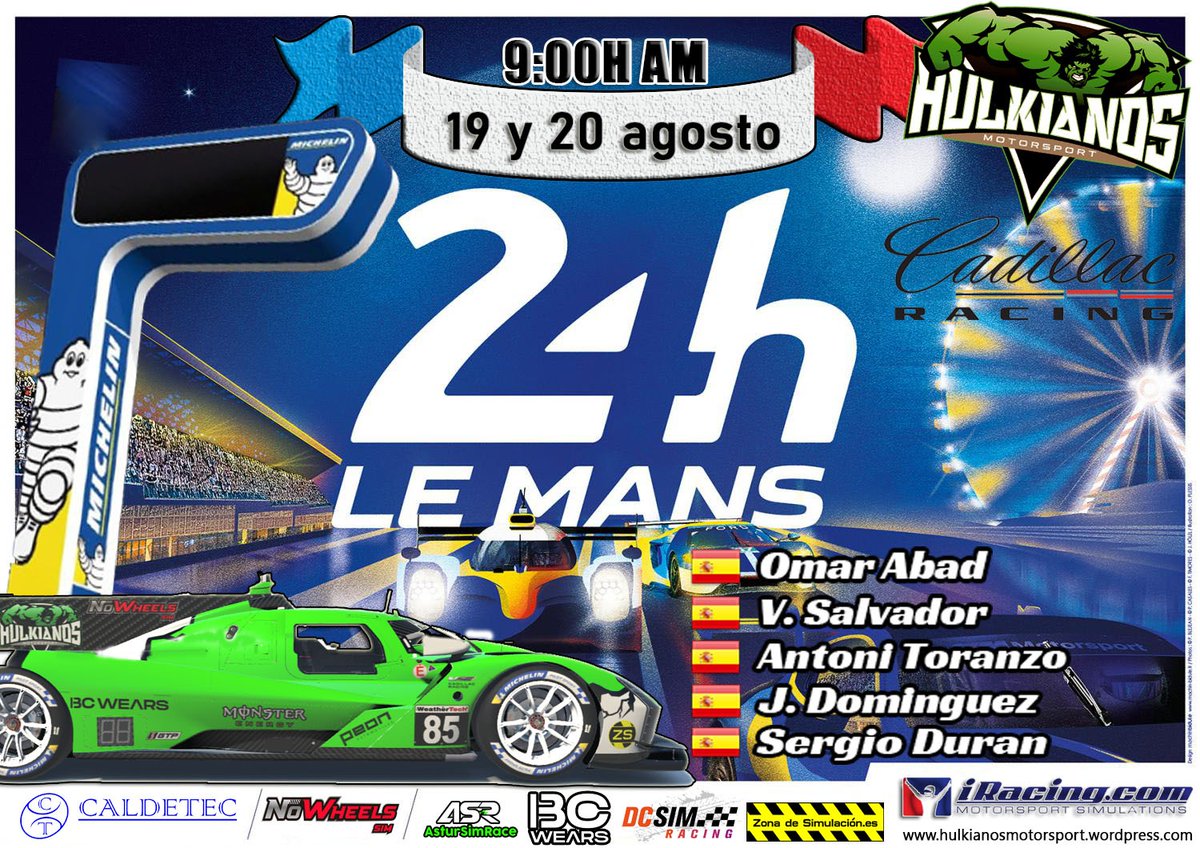Mañana a la 9:00 am empezamos las 24h de lemans!!! Vamos con todo equipo!!!