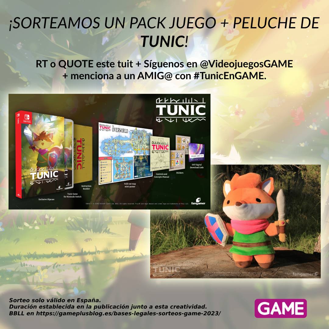 VideojuegosGAME's tweet image. 🦊 ¡Sorteamos un PACK de TUNIC! 🦊

👥 Síguenos en @VideojuegosGAME.
🔁 RT o CITA este tuit.
💬 Comenta y menciona a un amig@ con #TunicEnGAME.
⏱ Participa SOLO HOY hasta las 23:59.

Consíguelo ya en GAME ➡ game.es/buscar/tunic