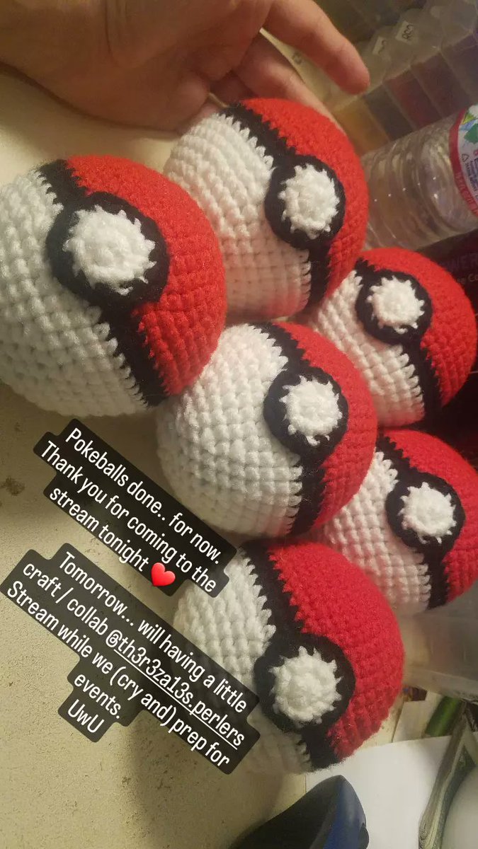 AmigurumiMan's tweet image. Done. 6 Pokeballs Ma
Will be doing a prep / collab / "Work With Us" stream with @th3r3za13 tomorrow. Around 2pm pst. 

#streamend
