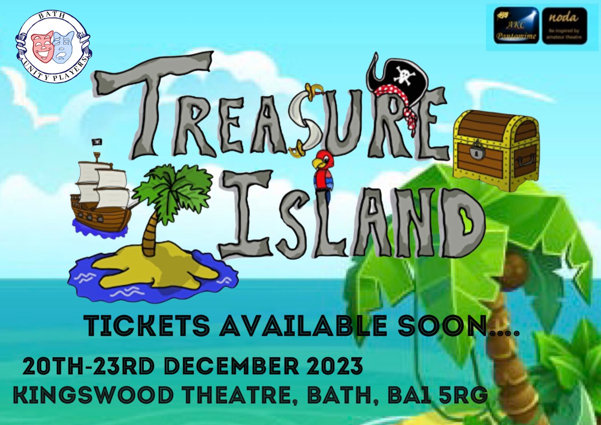 BathUnityPlayer's tweet image. AHOY THERE! 🏴‍☠️

Bath Unity Players are preparing to set sail across the Seven Seas as we are back at Kingswood Theatre in December with our next pantomime - ‘Treasure Island’! 🏴‍☠️🌴

Keep your eyes peeled for information on how to get tickets soon! 🎉🎟️