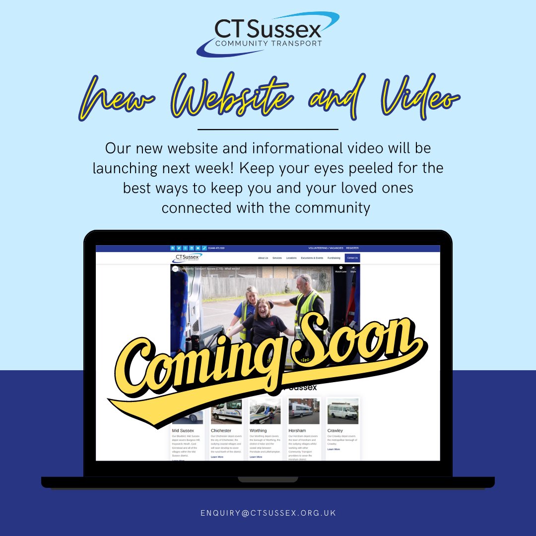 📢 Exciting Announcement!  We are thrilled to unveil the launch of our new website!
🎥🤩We have also created an amazing informational video that showcases the incredible work we do!
#CommunityTransport #AccessibilityMatters #Charitysector #WhyCTmatters #endisolation