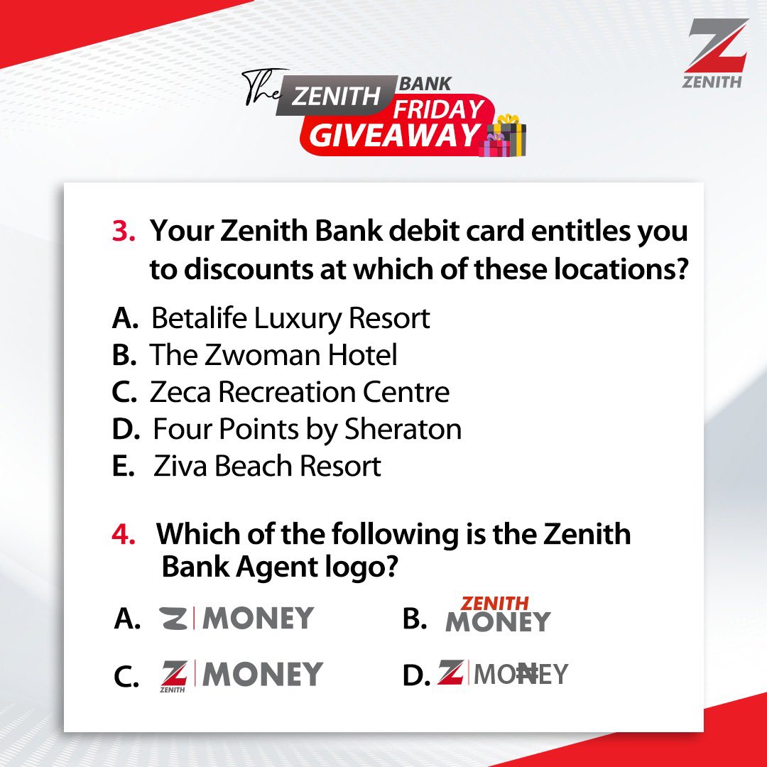 ZenithBank's tweet image. We are Live!
The Zenith Bank Friday Giveaway is on.

Remember, to be eligible to win:
- You must have an active Zenith Bank Account
- You must follow or already be following all Zenith Bank social media pages
- You must use all relevant hashtags.
- You must like, share and repost…