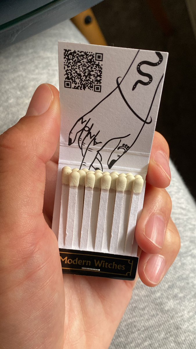 MODERN WITCHES matchbooks: Now a rare collector’s item. I learned this morning that our main supply (which i shipped at the last minute, panicked about carrying them all on the flight) is being held up at British customs. pray for us