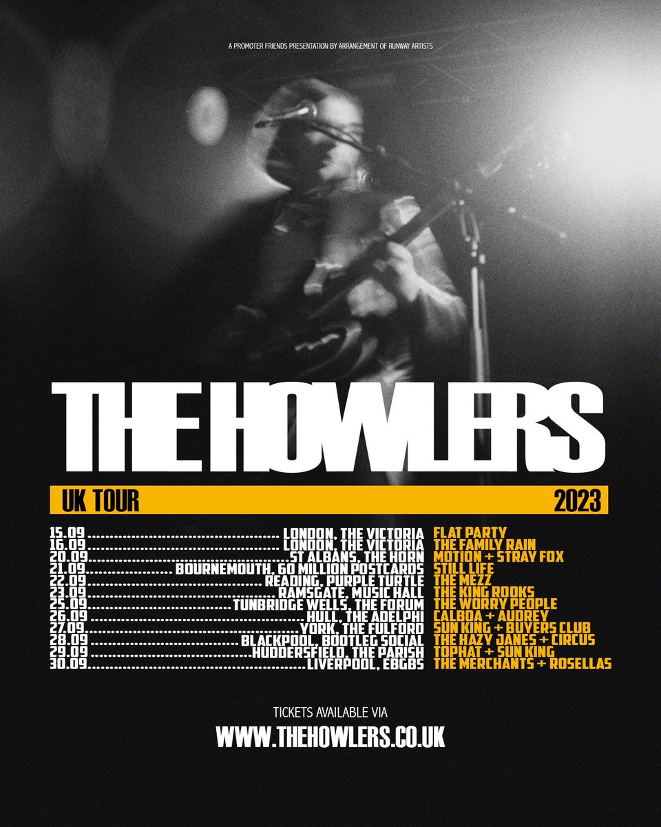thehowlersuk's tweet photo. Well looky here! We’ve invited a whole host of local artists to join us on our U.K. towns and cities tour https://t.co/bh6qaz0ILN

We’ve also added a very limited amount of tickets for both sold our London dates, so don’t hang around! https://t.co/61ZuVwfBwB