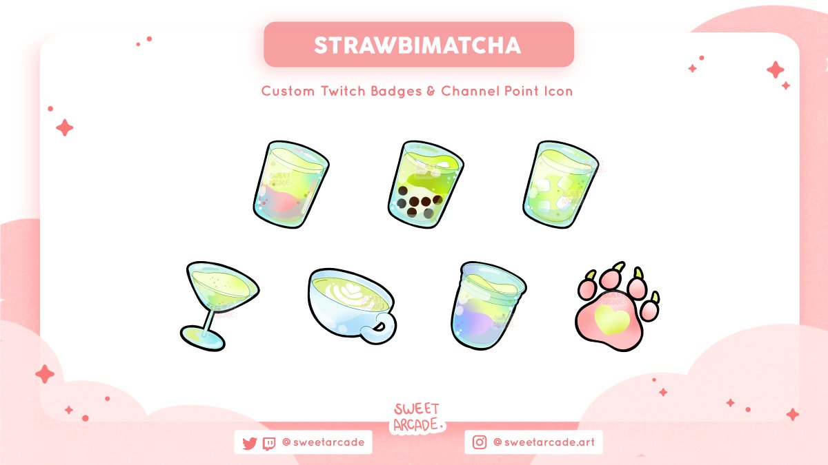 Sweetarcade's tweet photo. 🌟 Twitch Sub Badges for @strawbimatcha 🌟 https://t.co/GN7P0URVra