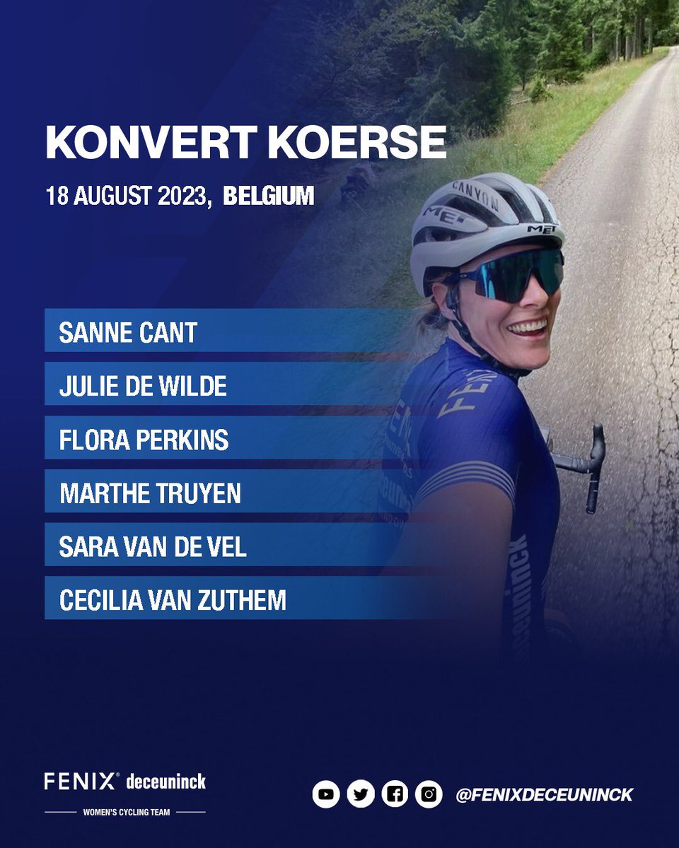 A late afternoon race in Kortrijk today. Konvert Koerse is a 1.1 race on the UCI calendar and was last year won by Julie De Wilde. Good luck, ladies

#Fenixdeceuninck