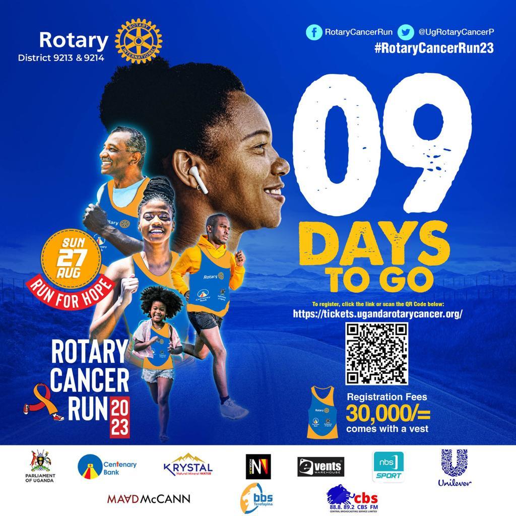 agnes_sonko's tweet photo. We are closing in, there only few days left. 

Mark your calendar because the #RotaryCancerRun23  is on come 27th- August at Kololo  so register today via ⬇️ https://t.co/Qt7NaOcFCA and together let's run for hope https://t.co/6gwd8rsJlQ