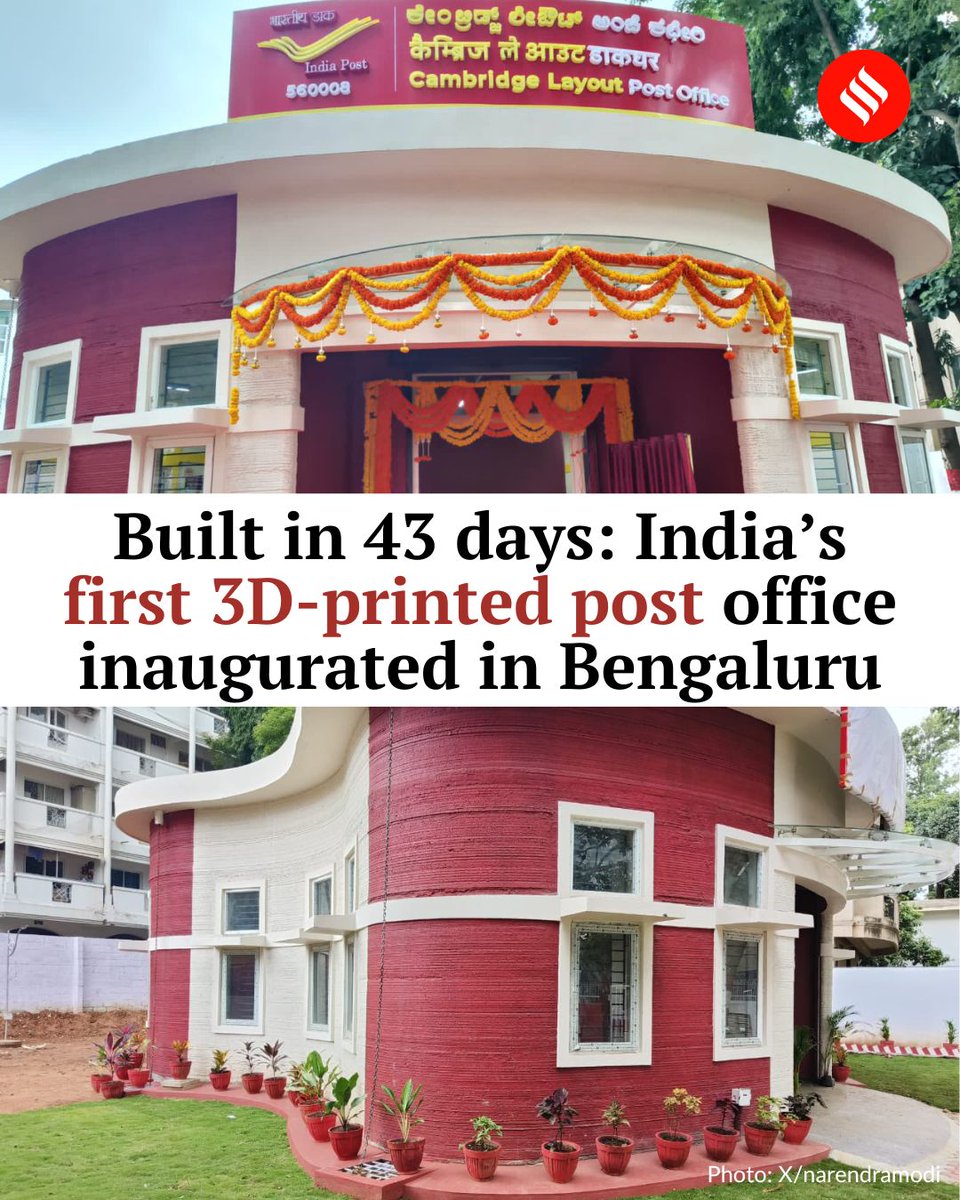 IEBengaluru's tweet photo. Union Minister for Railways, Communications, Electronics and IT Ashwini Vaishnaw on Aug 18 dedicated to the nation India’s first 3D-printed post office located in #Bengaluru’s #CambridgeLayout.
Read: https://t.co/e9WItiZtmz https://t.co/z8yqHnj5Ws