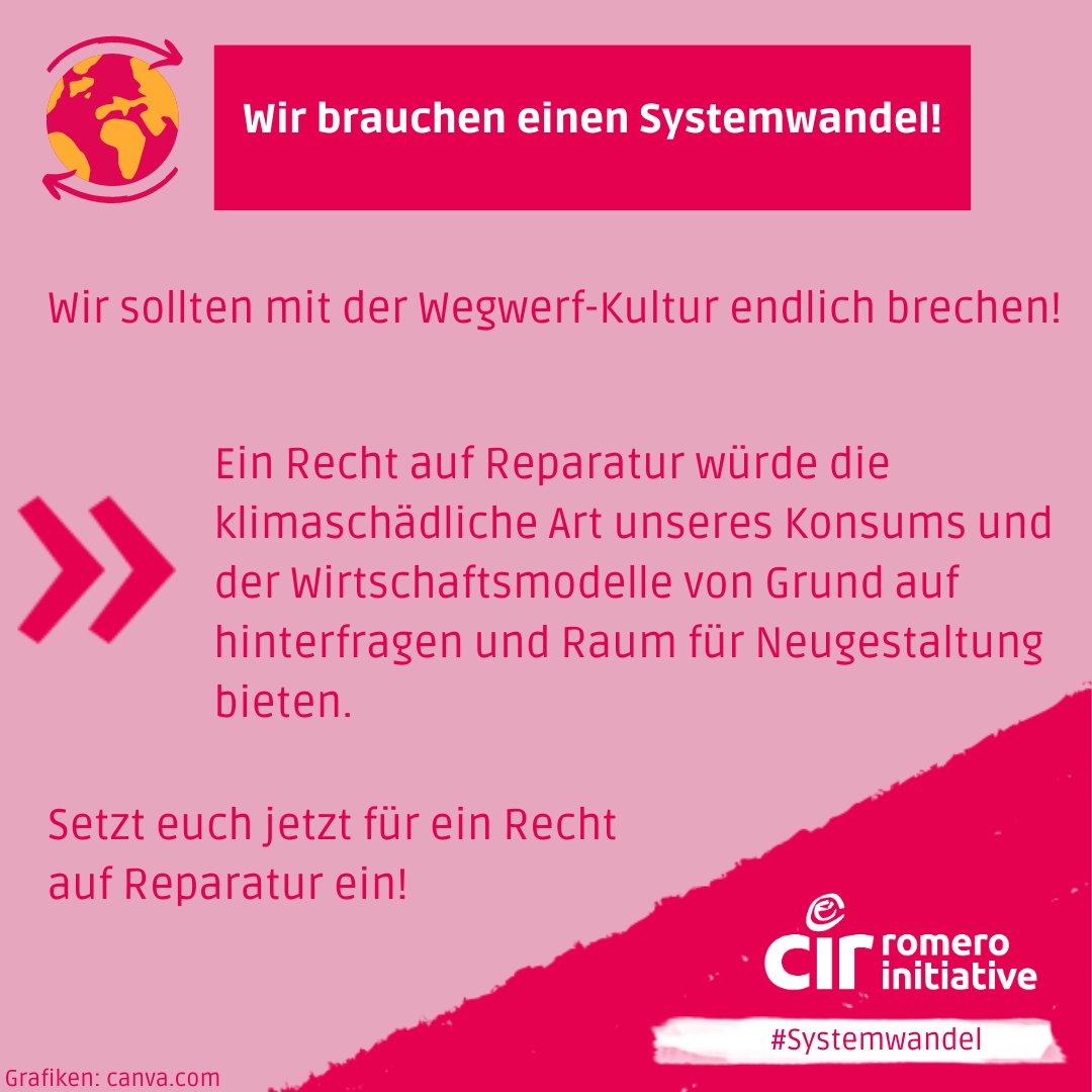 CI_Romero's tweet photo. Ein #RechtaufReparatur hätte viele Vorteile: weniger #Elektroschrott, bessere #CO2-Bilanz, Abkehr von der #Wegwerfgesellschaft, geringere Kosten für Verbraucher*innen bei einem Reparatur-Bonus. Deswegen gehört es für uns zur #Rohstoffwende dazu! #systemwandel #righttorepair https://t.co/OHEKG5gxtT
