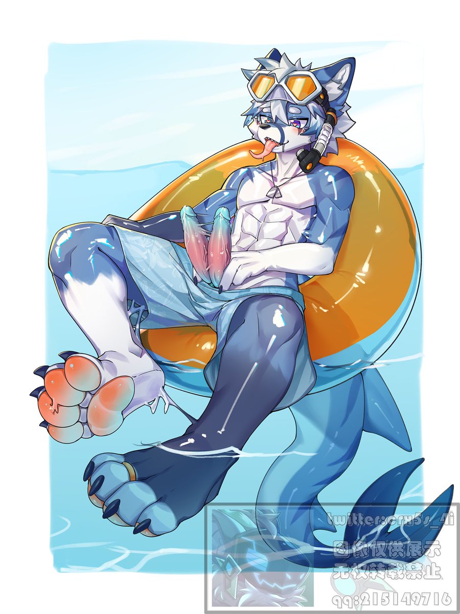 夏天不仅有清凉的海风与惬意的海浪，还有滑溜溜蓝色大胶鲨噢
先给<a href="/ahum723/">天钩</a>来个黏糊糊的胶液舌吻，把他催眠成大鲨鱼的亲亲老婆💙再脱掉内裤把肉棒露出来完成射精仪式，钻进老婆身体将其变成老公的新皮囊，把可爱的狐狸小肉棒也撑裂成霸气的鲨鱼双根w最后再给新娘戴上象征占有的脚戒~
这个夏天也很充实呢