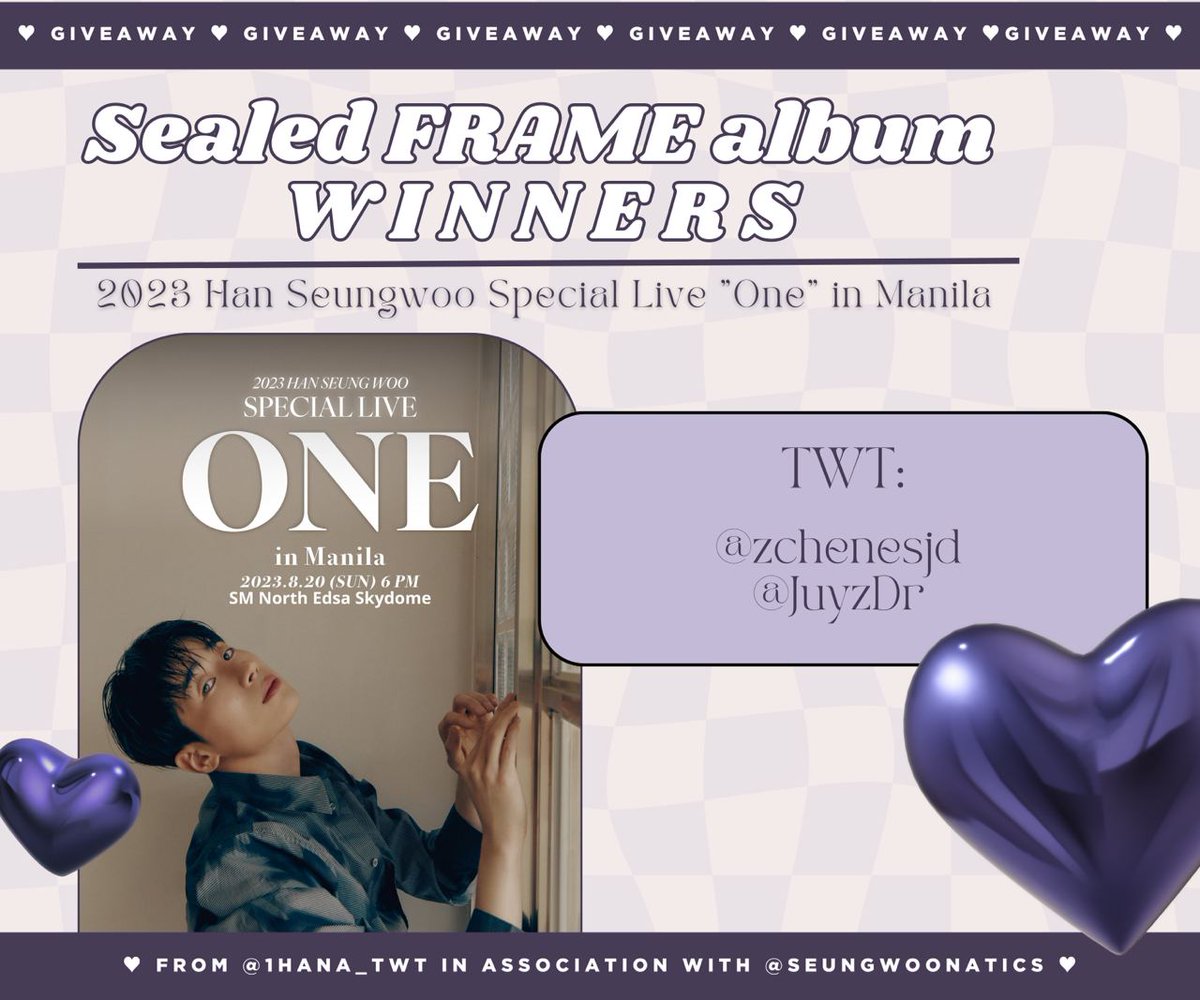 1hana_twt's tweet photo. 🔥 Thank you so much for joining HAN_A!

Please see attached photos for the album winners!

Albums will be shipped after the concert.
Thank you! https://t.co/QAFWa3HZ8T