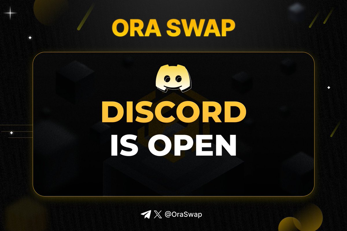 🚀 Exciting news from Ora Swap! 

We're thrilled to launch our official Discord channel. 

As the 1st #opBNB native DEX, we're dedicated to our community and your success 💪

Join, interact, and stay updated!

🔗 Dive in now: discord.gg/NjBVwY8kbM

#ORASWAP  #OPBNB #opBNBchain