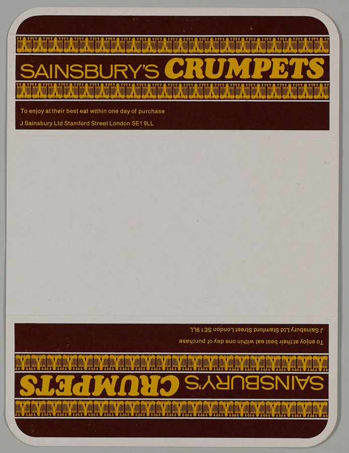 sainsburyarch's tweet image. Our #FridayFavourite this week is this crumpets packaging from 1970.
