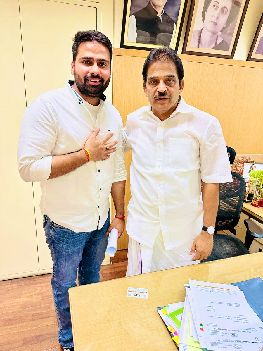 AkshaySharmaOrg's tweet photo. During my long meeting with AICC Gen Sec @kcvenugopalmp ji today in national capital, presented him a blueprint of @IYCPunjab for next 11 months in run up to crucial Lok Sabha Polls. Punjab Youth Congress is geared to work aggressively &amp; we will bring @INCPunjab back to power. https://t.co/Gw0STmvu6s