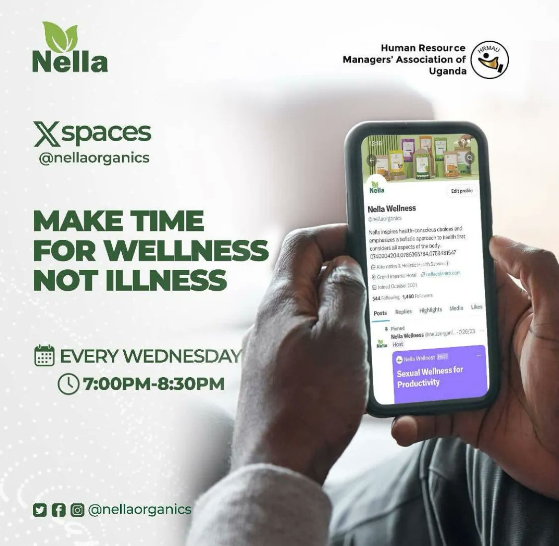 🌟 Don't Miss Out! 🌟 Introducing #WellnessWednesday X Space! 🌿 Join us every Wednesday for a dose of health and well-being wisdom. It's time to put wellness first and wave goodbye to illness. In partnership with @hrmauofficial. See you there! 💫 #NellaWellness