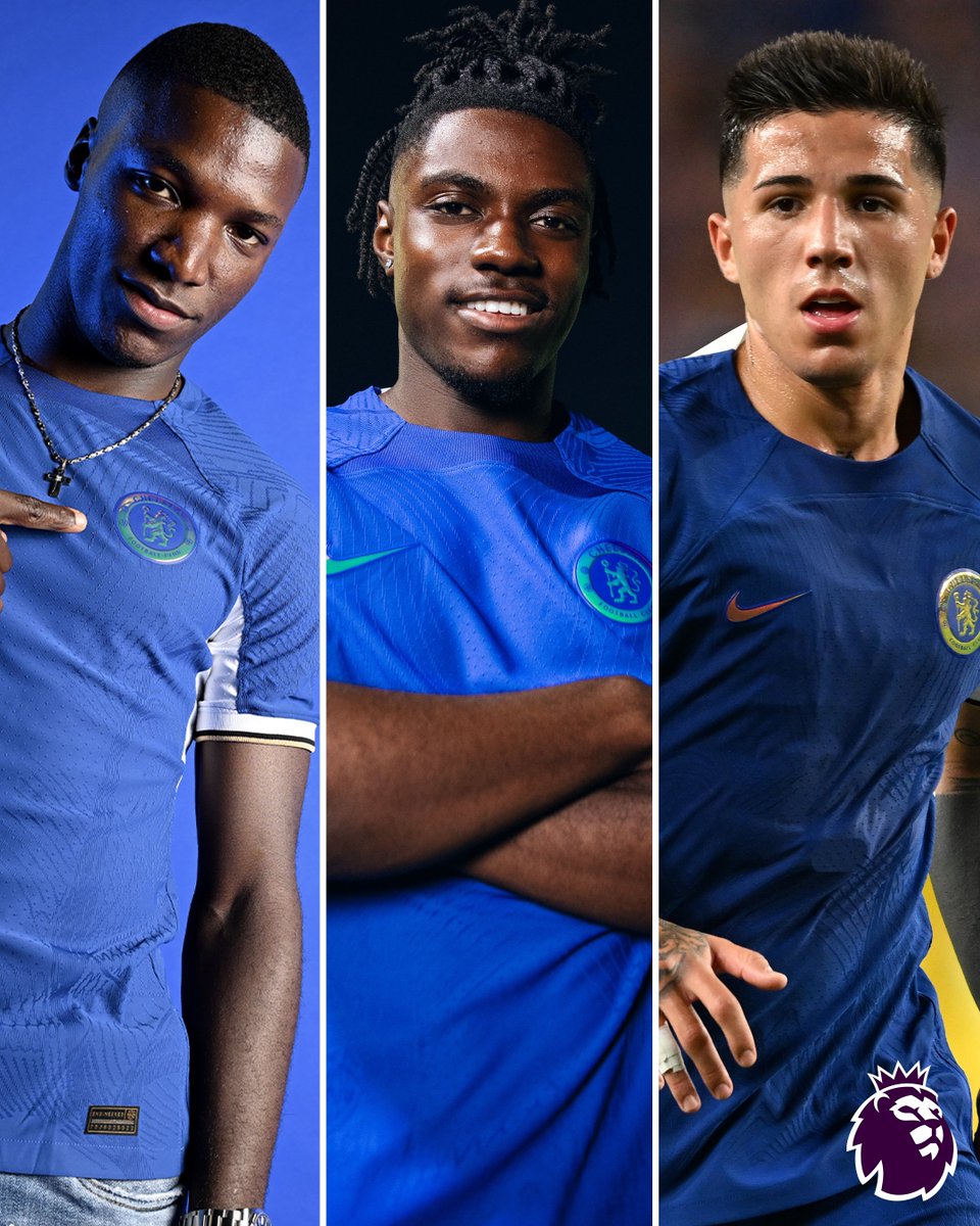 premierleague's tweet image. Chelsea's new midfield trio ✨