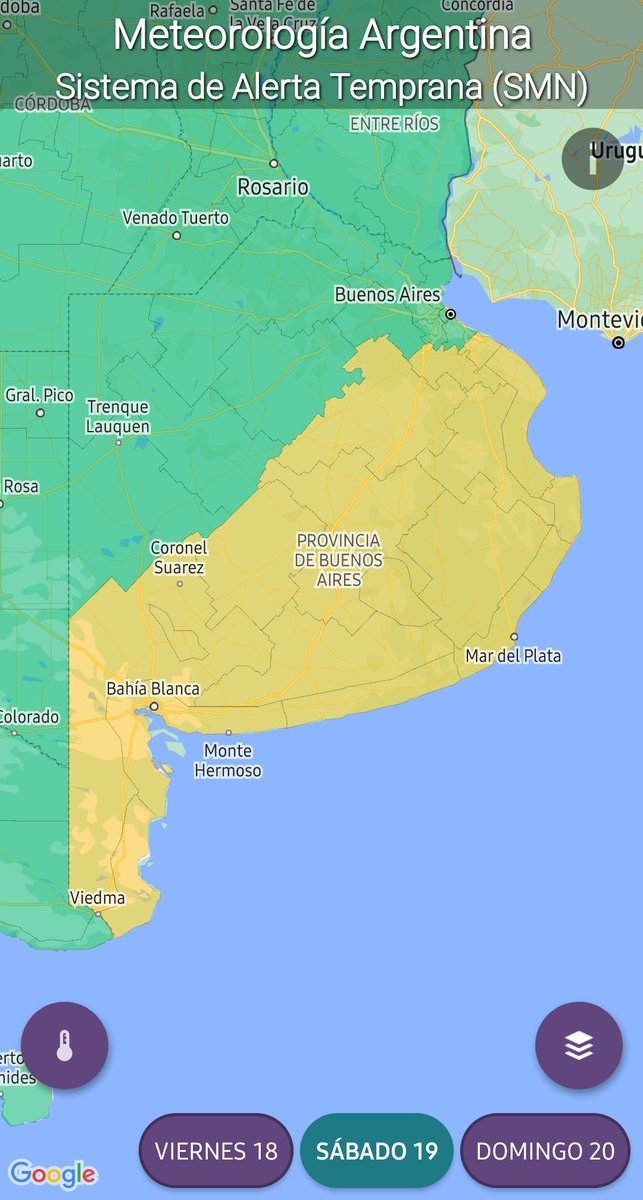 DC_Tandil's tweet photo. Alerta amarillo por vientos, para Tandil y zona, desde la madrugada y hasta la noche de mañana sábado 19 de agosto. Se espera que el área se vea afectada por vientos del sector oeste con velocidades de entre 35 y 55 km/h, con ráfagas que podrían alcanzar  los 80 km/h. https://t.co/xikv6RYD1f
