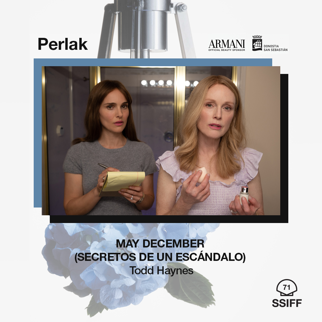 sansebastianfes's tweet photo. #71SSIFF #Perlak 🔵 Todd Haynes regresa a la sección, tras 'Wonderstruck' (2017) y 'The Velvet Underground' (2021) con MAY DECEMBER (SECRETOS DE UN ESCÁNDALO), película protagonizada por Julianne Moore y Natalie Portman que fue parte de la Sección Oficial de @Festival_Cannes. https://t.co/TaqOuLqP0B