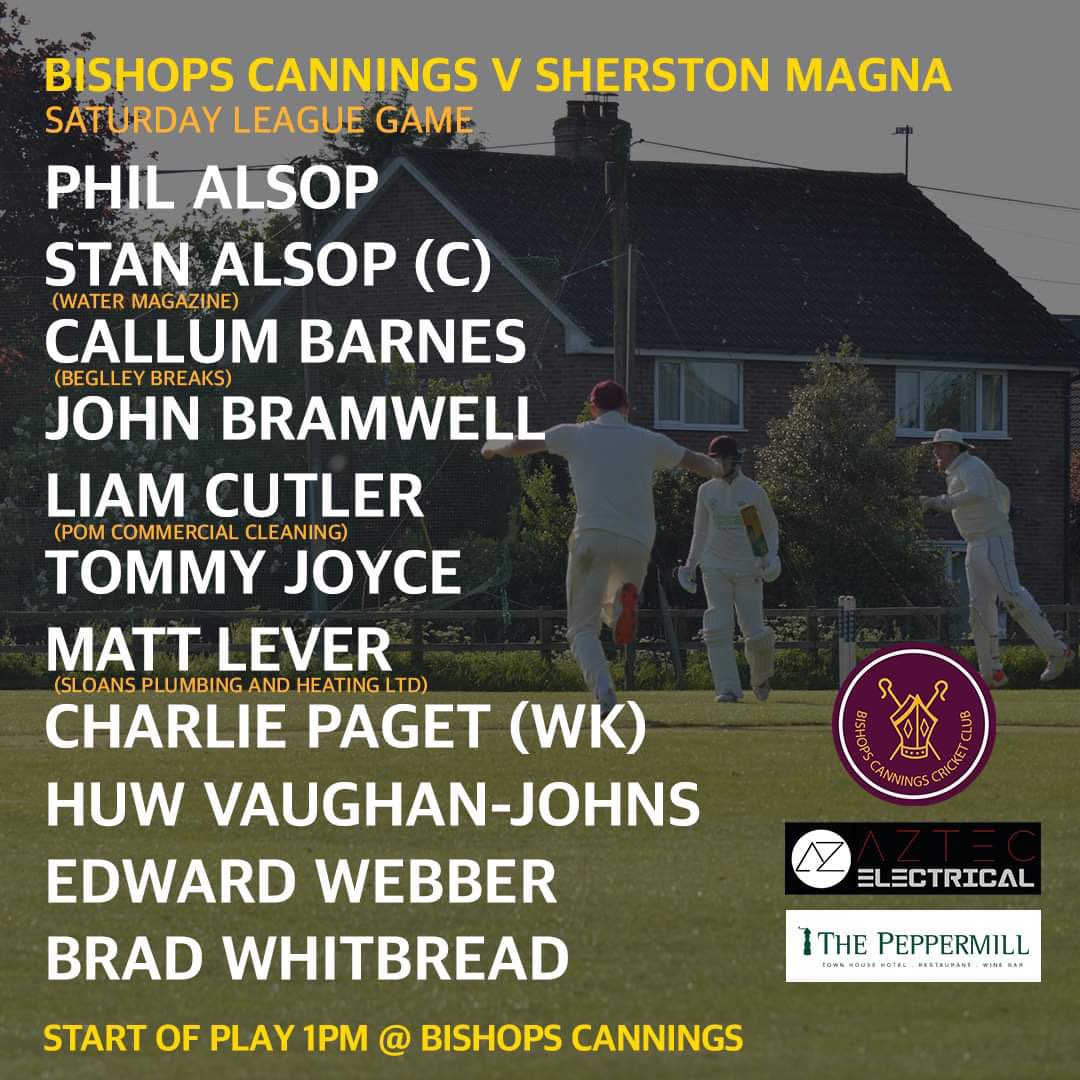 BishopsCCC's tweet image. Here’s how we’re lining up tomorrow against Sherston Magna.

Couple of changes as Phil and Cutler return to the side.

Enormous game lined up which is must-win. Please come up and join the gang - penultimate Saturday at Cannings before the end of the season.

Let’s have it.