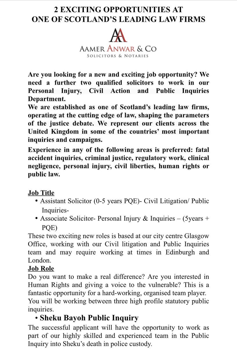 Anwar_and_Co's tweet photo. JOB ALERT! Fantastic opportunities to come work with @AamerAnwar and the rest of the team! Get in touch for more info or see the ad for application details. https://t.co/vruEU2NHft
