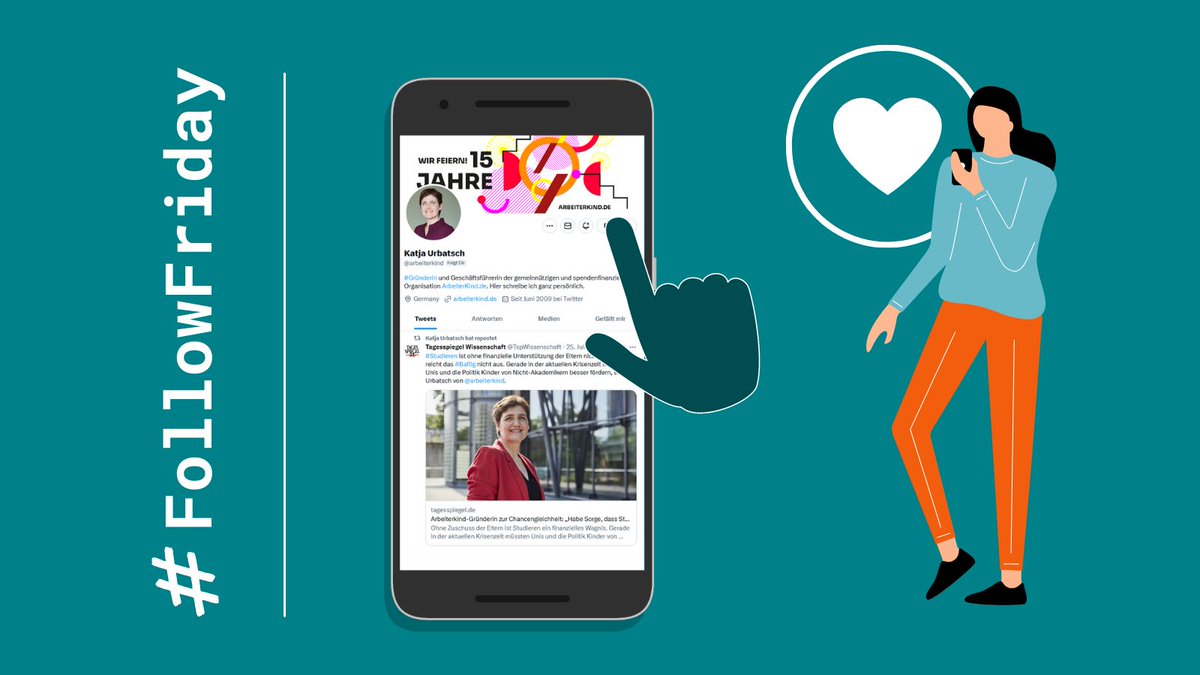 Plattform_IF's tweet photo. Chancengleichheit für Arbeiterkinder? In unserem heutigen #Followfriday stellen wir euch Katja Urbatsch @arbeiterkind vor: Ihre gemeinnützige Organisation bietet Unterstützung für alle, die als Erste in Ihrer Familie studieren ➡️https://t.co/Bh7LFjxYzk #InnovativeFrauen https://t.co/1IocI4nbIw