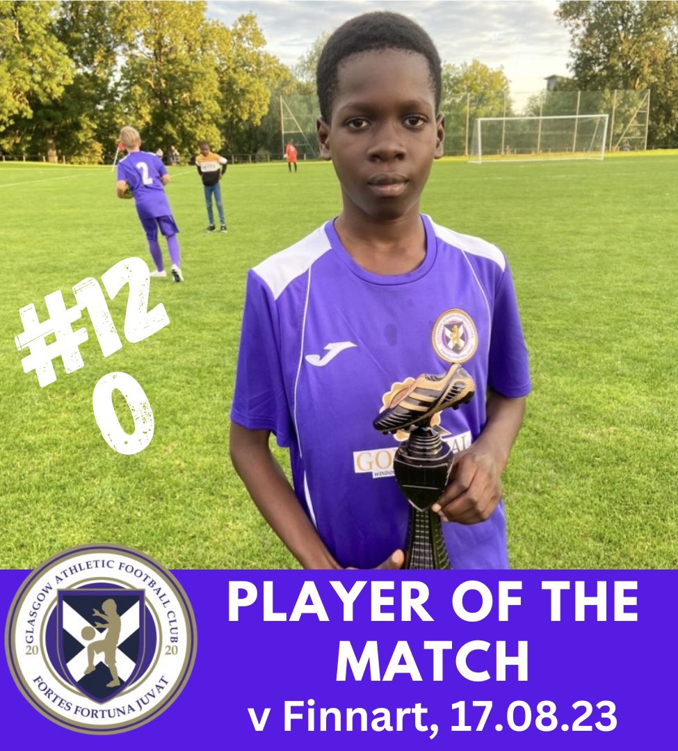 Thank you to <a href="/finnart_s/">FINNART BLUES & BLACKS 2011s</a> for the match at Glasgow Green last night. You played some fantastic stuff 👏👏

🏅 Our Player of the Match was #12, O who never stopped running, and was constantly trying to implement what was asked of him during the game 🟣⚪️🟣⚪️👏👏