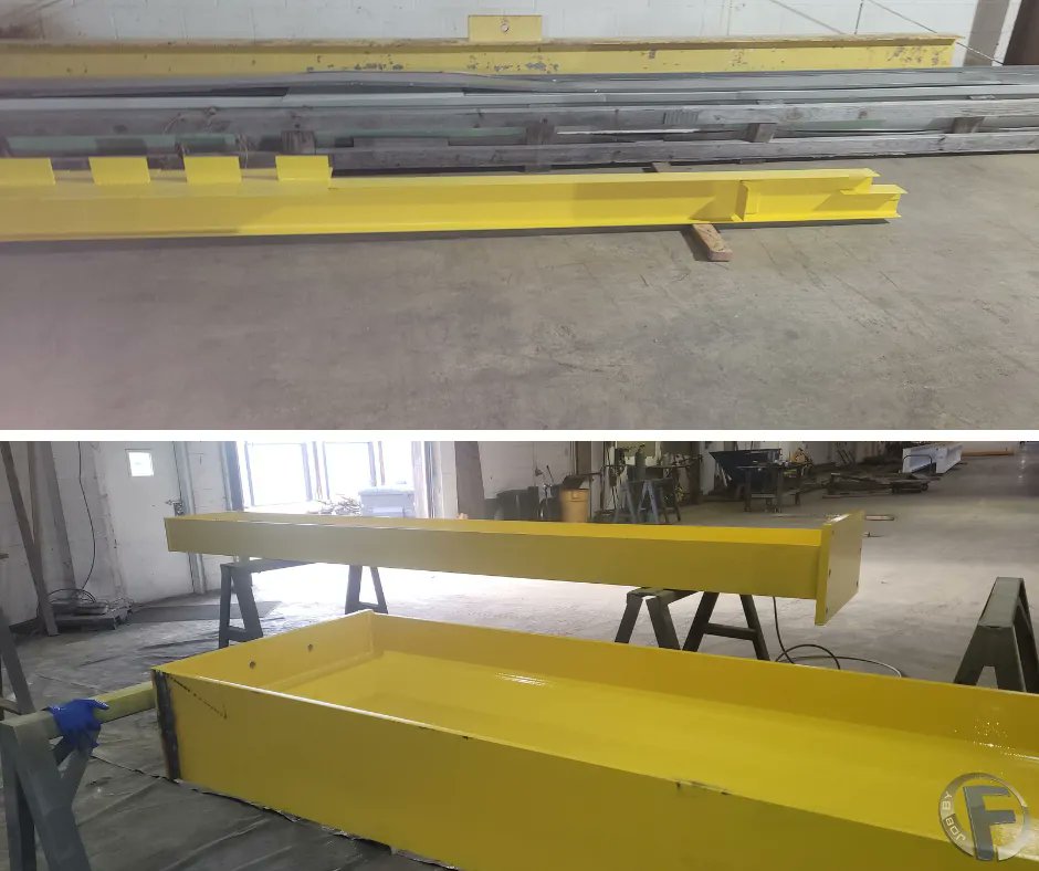 #FabshopFriday 👨‍🏭 Do your fabricated items often need painting? 🚧We can do that too. Nice fabrication and paint job on these columns and beams we will install for a runway extension at Centor in Millersburg with KoneCranes. 🏗️

#FoundationSteel #OverheadCranes #KoneCranes