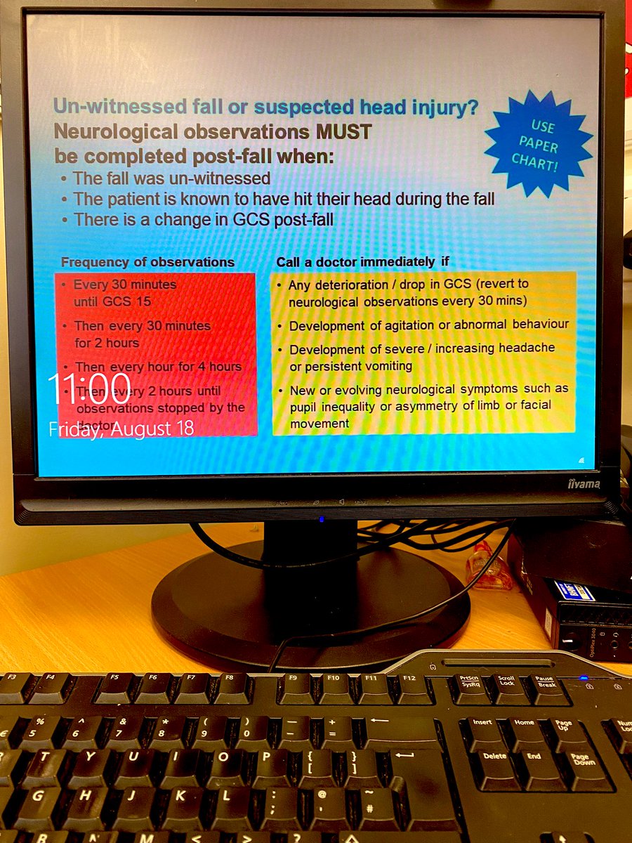 BarnsleyFalls's tweet image. Our Neurological observation screen-saver is live today! ⭐️🤕

Highlighting the importance of assessing GCS &amp;amp; recognising head injury post fall - especially unwitnessed falls! 👀‼️

#fallsprevention #patientsafety