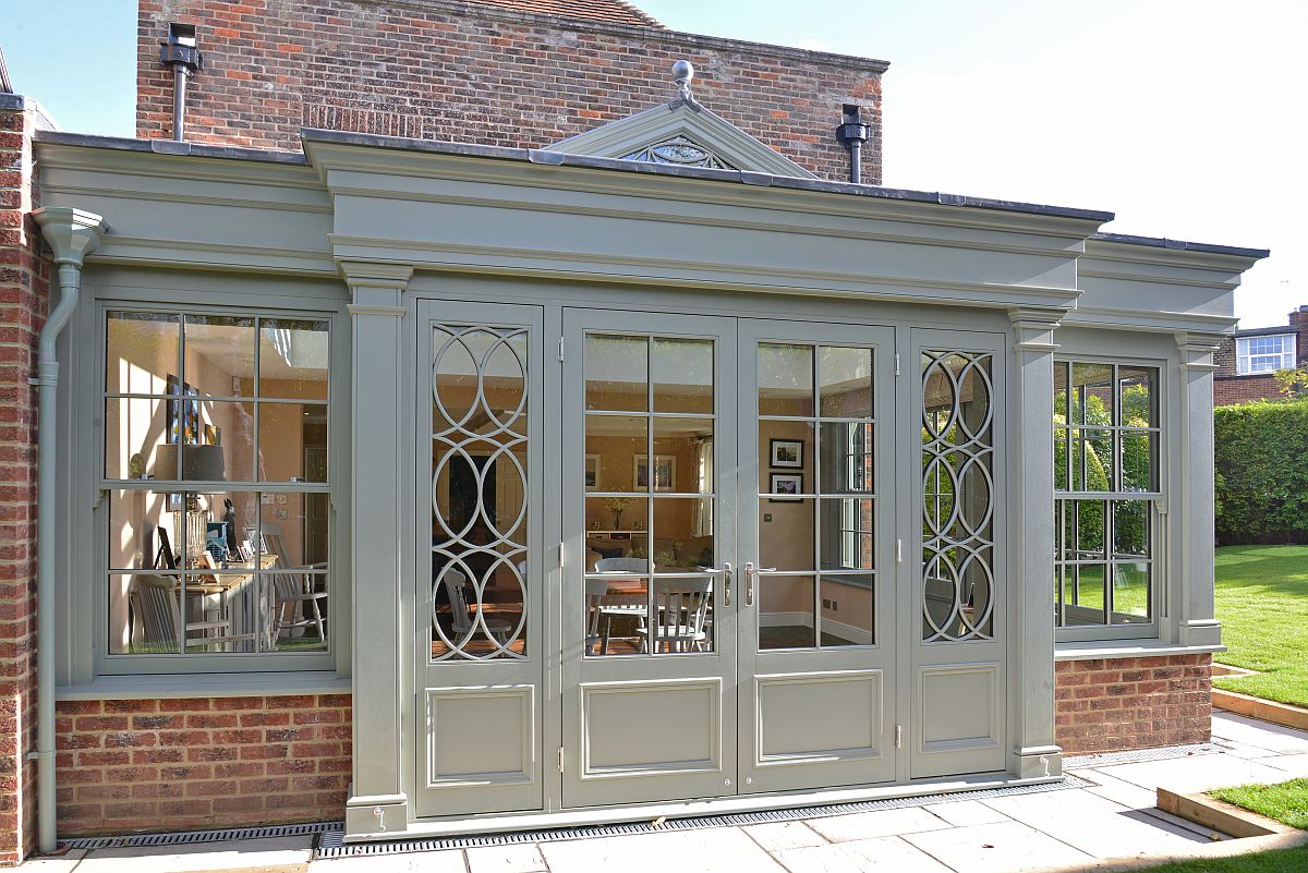 dsalisburycons's tweet image. Orangery Design Details

This open plan orangery extension in Wimbledon featured a number of eye-catching design details:

✅ French doors and sliding sash windows
✅ Bespoke design with curved sidelights 
✅ Flagstone paint finish

#design #architecture #homeextension